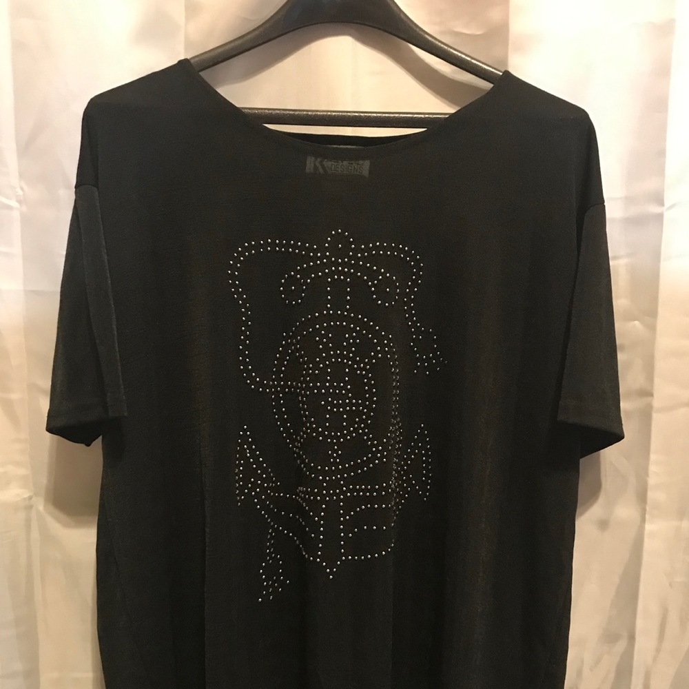 Plus Size Anchor Design Bling Short Sleeve Blouse